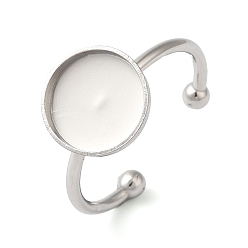 Нержавеющая Сталь Цвет Не тускнеет 304 плоская круглая накладка из нержавеющей стали с кольцом-оправой, компоненты открытого манжетного кольца, цвет нержавеющей стали, лоток : 10 мм, 1.5 мм, регулируемый