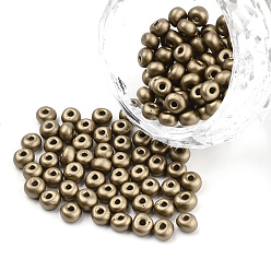 Светло-коричневый Fgb 6/0 краска для выпечки стеклянный бисер, круглые, загар, 4~4.5x3 мм, отверстие : 1~1.2 мм, около 4500 шт / упаковка, о 450 г / мешок