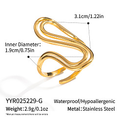 Real 18K Gold Plated Double Layer 304 Stainless Steel Cuff Open Rings for Women, Real 18K Gold Plated, 31mm, Inner Diameter: 19mm