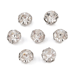 Нержавеющая Сталь Цвет Плоские круглые пришивные бусины-монти со стразами, с 201 зубцами из нержавеющей стали, аксессуары для одежды, цвет нержавеющей стали, 5x4.5 мм, отверстие : 1 мм