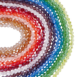 (52) Непрозрачная лаванда 15 нити 15 цвета прозрачные гальванические стеклянные бусины нити, гальваническое покрытие, граненые, двухконусные, разноцветные, 6x6 мм, отверстие : 1 мм, около 45~47 шт / нитка, 9.65~9.84 дюйм (24.5~25 см), 1 прядь / цвет