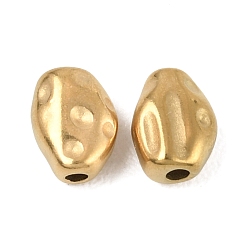Oval 304 из нержавеющей стали бусы, реальный 18 k позолоченный, неправильный овал, 8x6x4 мм, отверстие : 1.4 мм