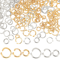 Золотой & Серебряный 300шт 6 стили стойка покрытие латунные соединительные кольца, открытые кольца прыжок, долговечный, золотой и серебряный, 4~6x0.8 мм, 18~20 датчик, внутренний диаметр: 2.5~4 мм, 50 шт / стиль