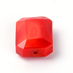 Rot Undurchsichtige einfarbige Glasperlen, imitatorische Jade, Achteck Rechteck, rot, 18x13x6.5 mm, Bohrung: 1.2 mm