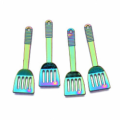 Rainbow Color Большие подвески из сплава цвета радуги, без кадмия, без никеля и без свинца, лопатообразный, 65.5x19.5x3 мм, отверстие : 2.5 мм