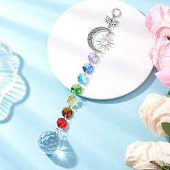 Разноцветный Стеклянные круглые подвесные ловцы солнца, создатель радуги, подвески из сплава «солнце и луна» для украшения сада и дома, красочный, 220 мм