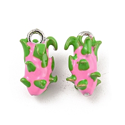 Питайи Латунь эмаль подвески, без кадмия, без никеля и без свинца, Реальная платина, питайи, 15.5x9x6 мм, отверстие : 2 мм