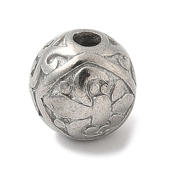 Нержавеющая Сталь Цвет 304 из нержавеющей стали бусы, круглые с Флер де Лис, цвет нержавеющей стали, 12 мм, отверстие : 3 мм