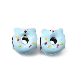 Медведь Эмали сплава Европейский бисером, бусины с большим отверстием, пончик, платина, медведь, 12x11x7 мм, отверстие : 4.5 мм