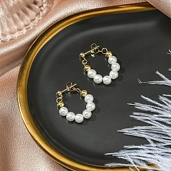 Золотой Серьги-гвоздики из искусственного жемчуга, с 304 серьгами из нержавеющей стали, круглые, золотые, 27.5x6 мм