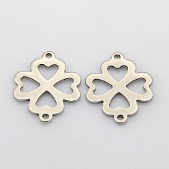 Edelstahl Farbe Anlaufgeschütztes Filigrankleeblatt 304 Verbindungsstücke aus Edelstahl, Edelstahl Farbe, 21x16x1 mm, Bohrung: 1 mm