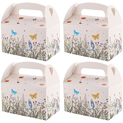 Pink 12шт. складные подарочные коробки из бумаги, коробка конфет, для партии, свадьба, коробки для выпечки, прямоугольник с цветочным узором, розовые, 9.5x15.9x9.4 см, развернуть: 25.9x25.4x0.1 см