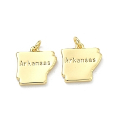 Настоящее золото 18K Латунные подвески, самородки со словом «арканзасские амулеты», долговечный, стойки покрытие, без свинца и без кадмия, реальный 18 k позолоченный, 16x16.5x2.5 мм, Перейти кольцо: 5x1 мм, 3 мм внутренним диаметром