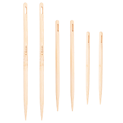 Moccasin 3Pcs Wood Knitting Needles, Big Eye Yarn Needles, Moccasin, 7.9~12.85x0.42cm