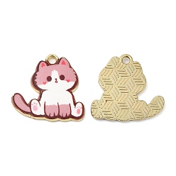 Розово-Коричневый Подвески из эмали и сплава, без кадмия, без никеля и без свинца, золотые, кошачье очарование, розово-коричневый, 19.5x19.5x1.5 мм, отверстие : 1.8 мм