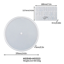 Белый Силиконовые формы для часов своими руками, изготовление ювелирных изделий на основе смолы и эпоксидной смолы, белые, Прямоугольник: 180x117x4 мм, плоско-круглые: 370x8 mm
