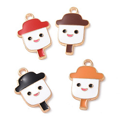 Golden Alloy Enamel Pendants, Ice Cream Charm, Golden, 22x14x2mm, Hole: 2mm