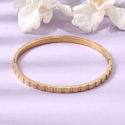 Real 18K Gold Plated 304 Stainless Steel Textured Hinged Cuff Bangles for Women, Ion Plating(IP), Real 18K Gold Plated, Inner Diameter: 1.97x2.28 inch(5x5.8cm)