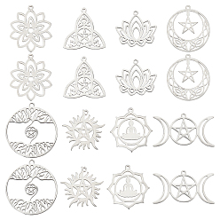 Нержавеющая Сталь Цвет 16 шт 8 стиль 304 подвески из нержавеющей стали, разнообразные, цвет нержавеющей стали, 19~27x24~35x1~2 мм, отверстие : 1.2~1.5 мм, 2 шт / стиль