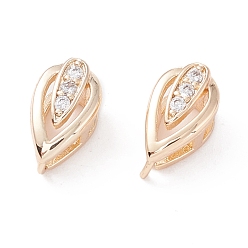 Настоящее золото 14K Стойки обшивки латунные микро проложить кубического циркония кулон поручительств, усилитель укороченный бейлс, долговечный, слеза, реальный 14 k позолоченный, 9x5x5.5 мм, отверстие : 2.5~3x2 мм, штифты : 0.6 мм