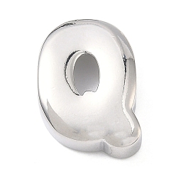 Letter Q Латунные бусины с инициалами, платина, долговечный, стойки покрытие, без свинца и без кадмия, Буква Q, 20.5x16.5x6.5 мм, отверстие : 8.5x3.5 мм