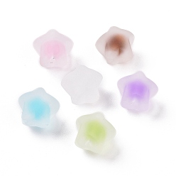 Mixed Color Rubberized Style Transparent Acrylic Beads, Two Tone, Bead in Bead Style, Star, Mixed Color, 17x17.5x14mm, Hole: 2.7mm