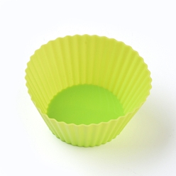 Зелено-Желтый Многоразовые силиконовые формы для выпечки из пищевого продукта, кексы, кексы, кексы, чашки для выпечки, вкладыши, формы для торта с антипригарным покрытием, зеленый желтый, 6.5x3.3 см