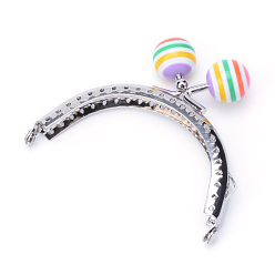 Разноцветный Ручка с железным кошельком, С полосками из смолы, Для швейной машины, платина, красочный, 63x80~82x9.5 мм, отверстие : 1.5 мм