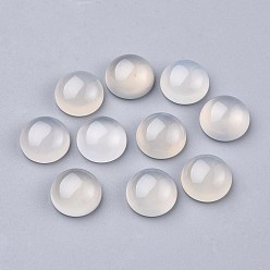Натуральный Агат Натуральные белые агатовые кабошоны, полукруглый, класс А, 12x5~6 мм