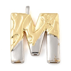 Letter M Латунные подвески, без кадмия, без никеля и без свинца, настоящее 18k позолоченное и платиновое, письмо амулеты, Буква М, 31x30x3.5 мм, отверстие : 2.5x2 мм