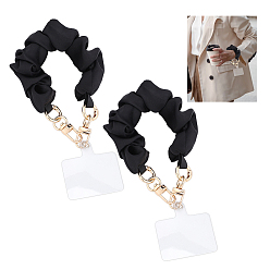 Negro 2 Bolsas de poliéster con correas para móviles, con parche para cordón de teléfono móvil y anillas de resorte de aleación y cierres giratorios, dorado, negro, 280 mm