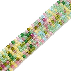 Разноцветный Прозрачные стеклянные бусины, граненые, круглые, красочный, 2 мм, отверстие : 0.6 мм, около 180~185 шт / нитка, 13.38~13.77 дюйм (34~35 см)