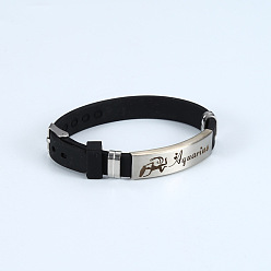 Водолей Силиконовые шнур браслеты, 304 браслеты из нержавеющей стали с созвездиями для мужчин и женщин, Водолей, 8-5/8 дюйм (22 см)