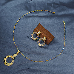 Цветок Комплект из ожерелья с подвеской из сплава и сережек-гвоздиков для женщин, золотые, цветок, 405 мм и 35x22 мм