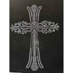 White Cross Shape Hotfix Rhinestone, Rhinestone Appliques, for Costume Accessories, White, 300x230mm