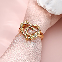 Letter G Сердце с цветком полые латунные перстни, золотые, Буква G, внутренний диаметр: 17 мм