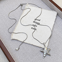 Звезда Регулируемые подвески-лариаты из сплава для женщин, платина, звезда, 27.17 дюйм (69 см)