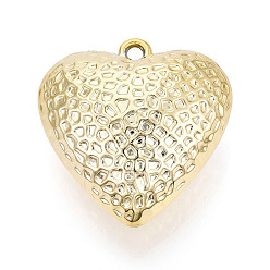 Золотистый Фактурные акриловые подвески, сердце прелести, золотые, 41~41.5x40.5x21.5~22 мм, отверстие : 3 мм