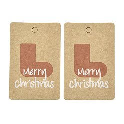 Christmas Socking Rectangle Paper Gift Tags, Hange Tags, For Arts and Crafts, with Christmas Themed Pattern, Christmas Sock Pattern, 5.5x3.6x0.04cm, Hole: 4mm, 100pcs/bag