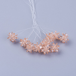 PeachPuff Glass Woven Beads, Flower/Sparkler, Made of Horse Eye Charms, PeachPuff, 13mm