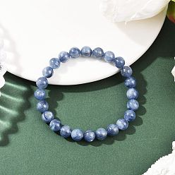 Кианит Браслеты из натуральных круглых бусин кианита для мужчин и женщин, внутренний диаметр: 2-1/8 дюйм (5.5 см)