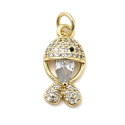 Прозрачный Латунные микро проложить кубического циркония подвески, рыбы прелести, без кадмия и без свинца, стойки покрытие, долговечный, реальный 18 k позолоченный, с целью перехода в кольце, прозрачные, 17.5x9x4.5 мм, отверстие : 3.5 мм