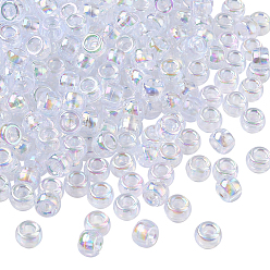 Прозрачный 500 акриловые бусины с УФ-покрытием, бусины с большим отверстием, радужный, рондель, прозрачные, 9x6 мм, отверстие : 4 мм