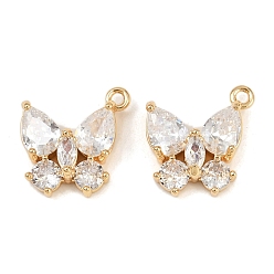Настоящее золото 18K Латунные микро проложить кубического циркония подвески, без кадмия, без никеля и без свинца, бабочки прелести, реальный 18 k позолоченный, 14.5x15x6.5 мм, отверстие : 1.5 мм