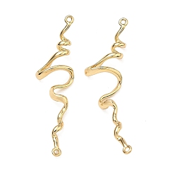 Настоящее золото 14K Подвески из латуни, спиральные волнообразные стержневые соединения, реальный 14 k позолоченный, 50x13x5 мм, отверстие : 1.2 мм