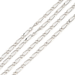 Platinum Anti-Tarnish Rhodium Plated 925 Sterling Silver Figaro Chains, Soldered, Platinum, Link: 5x2x0.5mm and 3x2x0.5mm