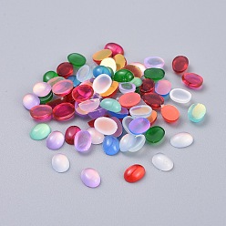 Mixed Color Translucent Resin Cabochons, Oval, Mixed Color, 7.5~8x6x3mm