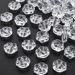 Clear Transparent Baking Paint Glass Beads, Paw Print, Clear, 13.5x15x8.5mm, Hole: 1.2mm