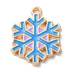 Снежинка Рождественские подвески с эмалью из цинкового сплава, золотой свет, снежинка, 22x17.5x2 мм, отверстие : 1.6 мм