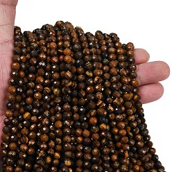 Тигровый глаз Природных тигровый глаз бисер нитей, граненые, круглые, 6 мм, отверстие : 0.6 мм, около 64 шт / нитка, 15.16 дюйм (38.5 см)
